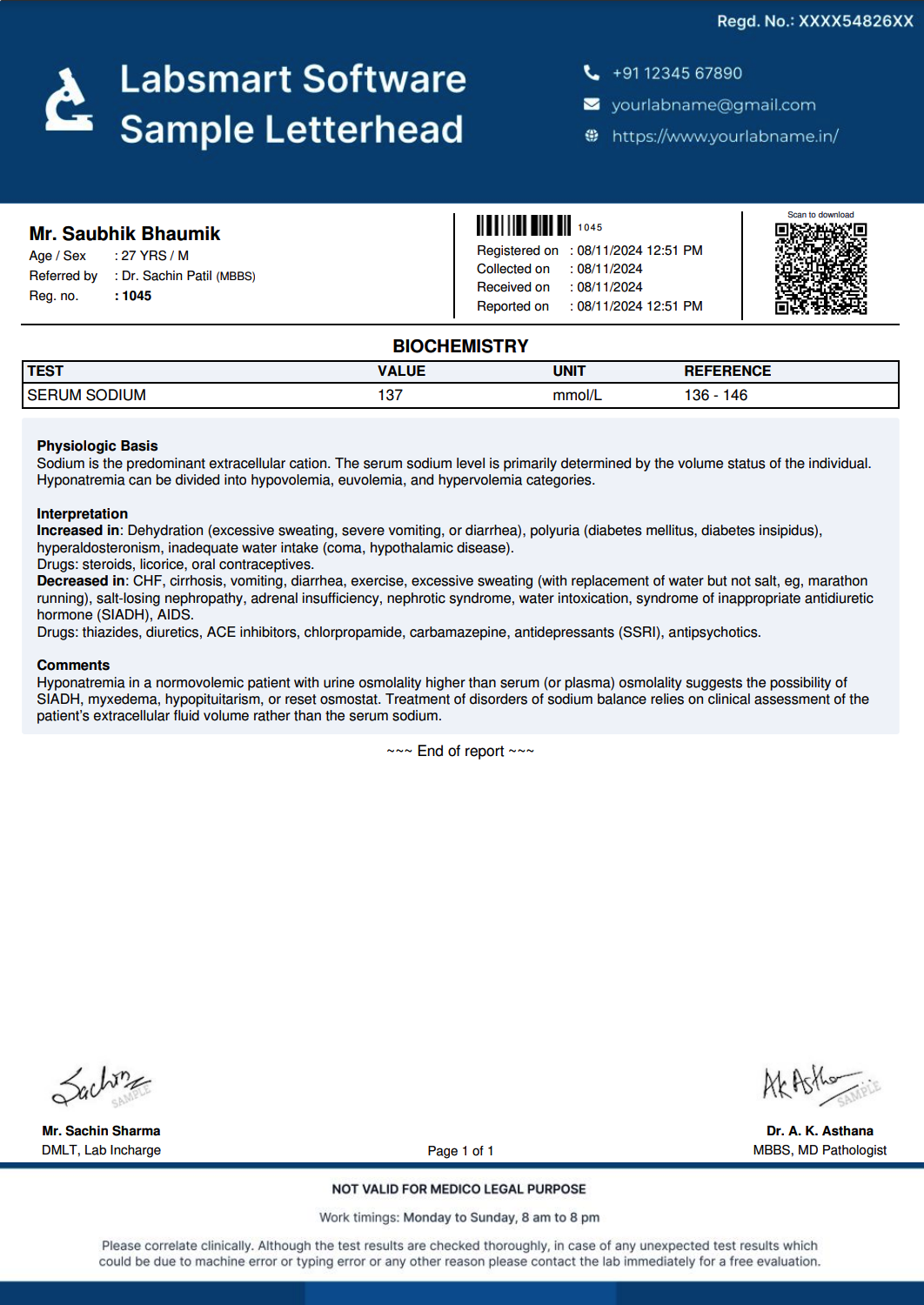 Sodium Report Format