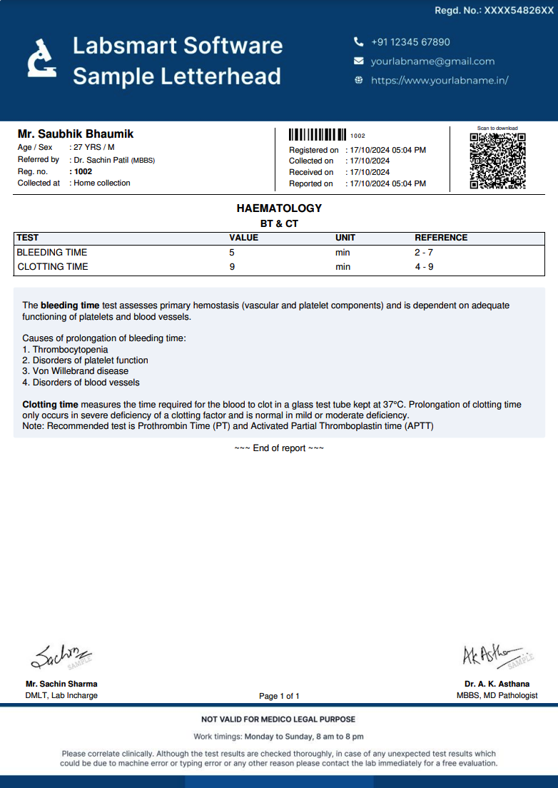 BT & CT Report Format